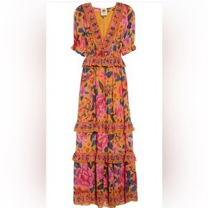 FARM Rio Floral Dream Short Sleeve Maxi Dress, size medium